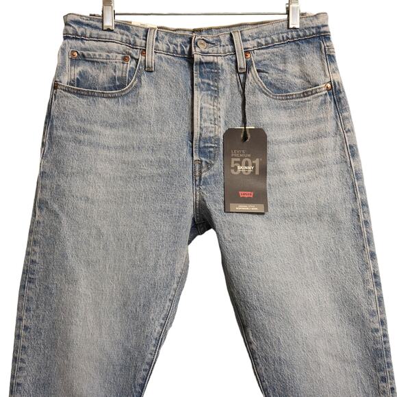 Levi's 501 Skinny Jeans Blue High Rise Button Fly 31 x 28 New - Picture 3 of 16